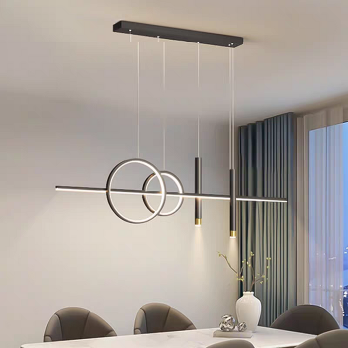 Nowoczesna Lampa Stołowa z 3 Pierścieniami – Stylowe Oświetlenie do Jadalni, Regulacja Światła, Wysokiej Jakości Aluminium 7