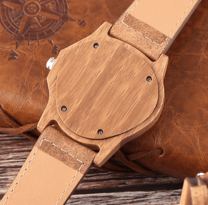 Elegancki zegarek bambusowy z naturalnego drewna i skórzanym paskiem – Stylowy czasomierz 1