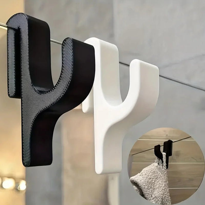 Elegancki Wieszak Łazienkowy na Ręczniki - Szklany Haczyk Prysznicowy, Kompaktowy Design 3D, Czarny/Biały 2