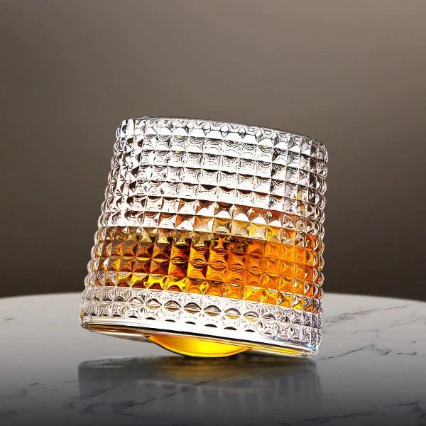 Elegancki Zestaw Kryształowych Kieliszków do Whisky 300 ml, Bezołowiowe Szkło z Obrotową Konstrukcją 0