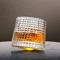 Elegancki Zestaw Kryształowych Kieliszków do Whisky 300 ml, Bezołowiowe Szkło z Obrotową Konstrukcją 0