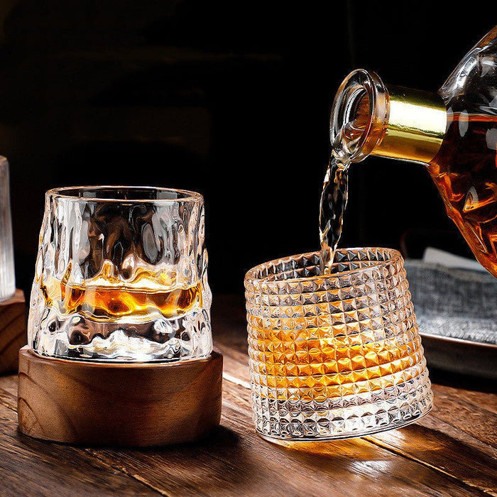 Elegancki Zestaw Kryształowych Kieliszków do Whisky 300 ml, Bezołowiowe Szkło z Obrotową Konstrukcją 2