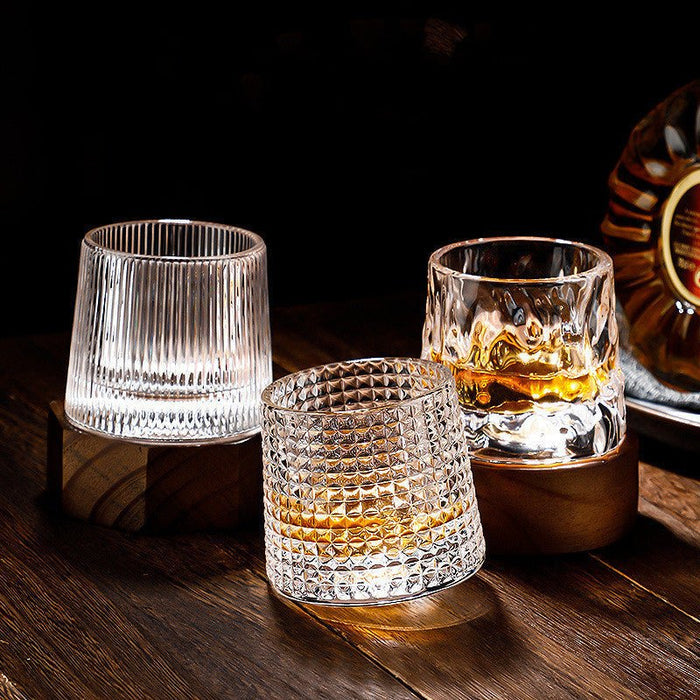 Elegancki Zestaw Kryształowych Kieliszków do Whisky 300 ml, Bezołowiowe Szkło z Obrotową Konstrukcją 5