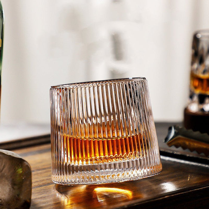 Elegancki Zestaw Kryształowych Kieliszków do Whisky 300 ml, Bezołowiowe Szkło z Obrotową Konstrukcją 7