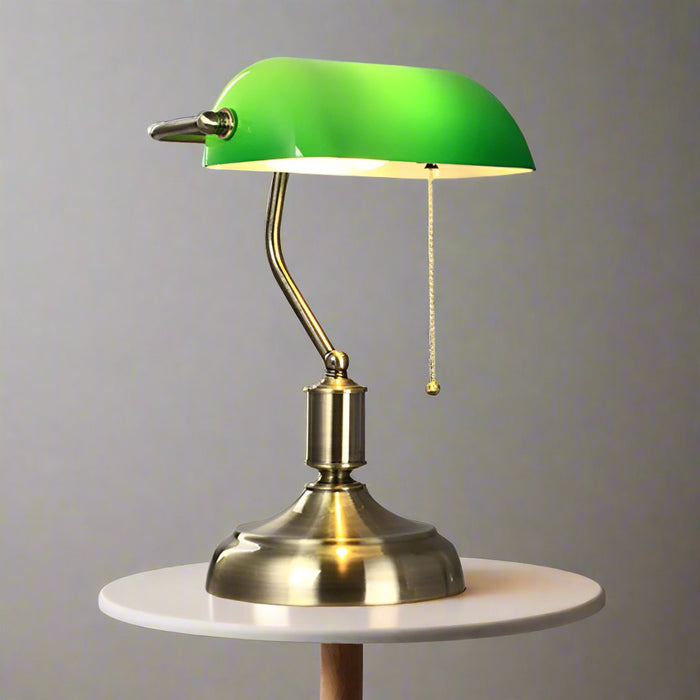 Elegancka Szklana Lampa Stołowa z Metalową Podstawą – Klasyczna Lampa Stołowa do Salonu, E27, 28 cm Wysokości 6
