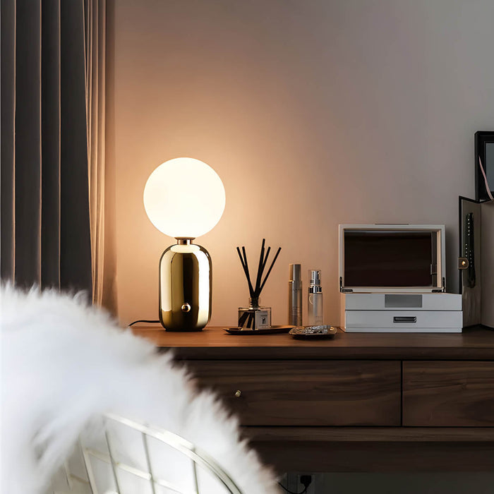 Elegancka Szklana Lampa Stołowa z Aluminium – Złote Wykończenie do Salonu i Sypialni 4