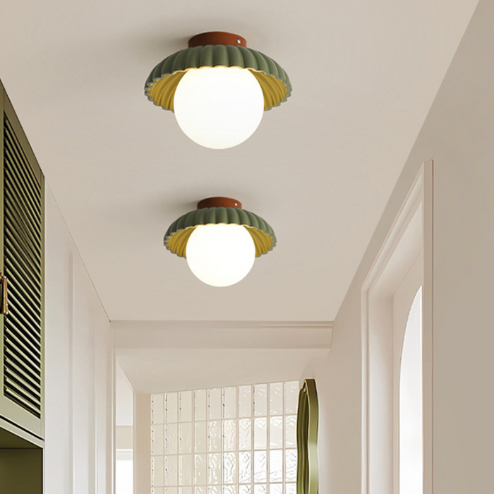 Elegancka Żelazna Lampa Sufitowa z Kremowym Kloszem w Kształcie Pąka – Lampy Sufitowe Wiszące do Korytarza 0