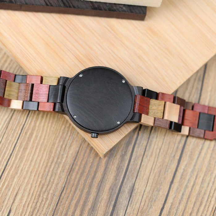 Elegancki Zegarek Męski Kwarcowy z Datownikiem – Drewniany Okrągły Casual, 44 mm, Wodoodporny 1