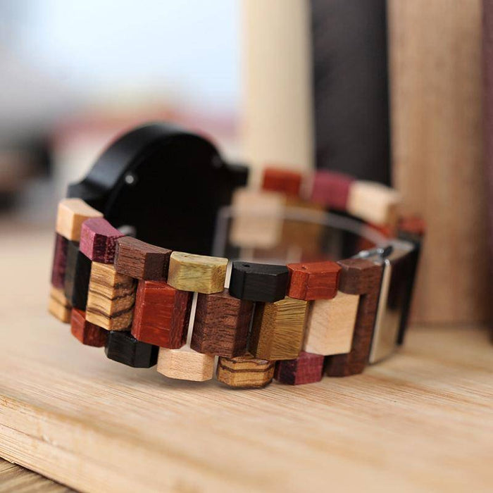 Elegancki Zegarek Męski Kwarcowy z Datownikiem – Drewniany Okrągły Casual, 44 mm, Wodoodporny 3