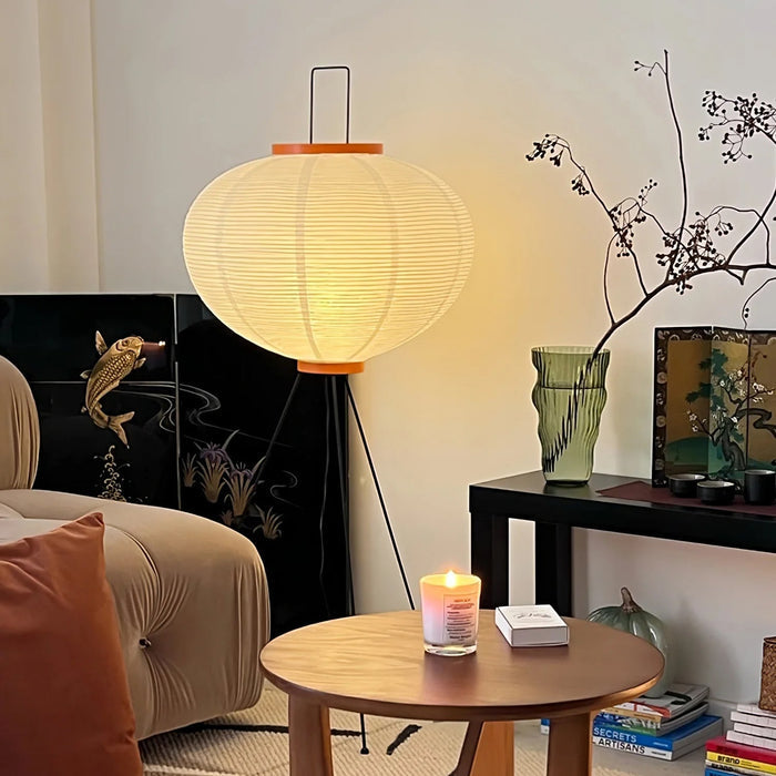 Elegancka Lampa Podłogowa z Papieru Ryżowego – Minimalistyczny Styl, Miękkie Światło do Salonów i Sypialni 2