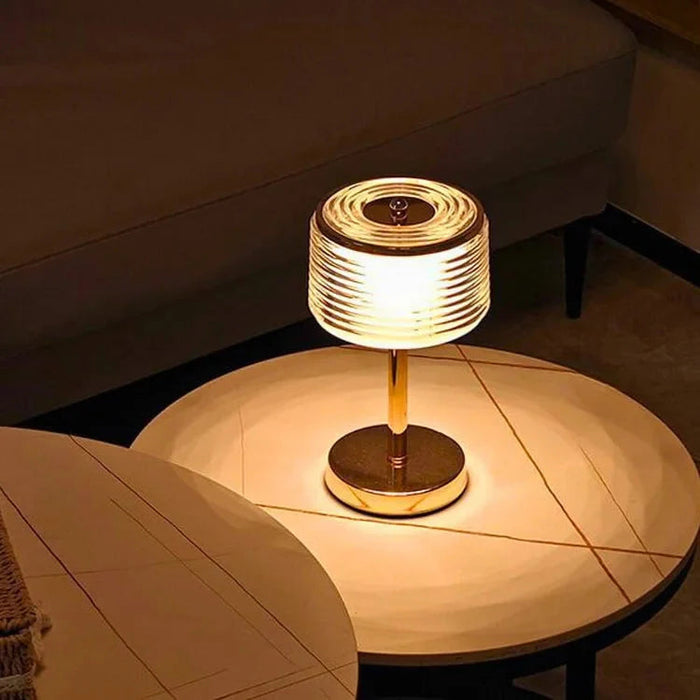 Elegancka Lampa Stołowa LED w Kształcie Pierścienia – Złota, Ciepłe Światło do Salonów, Lampy Stołowe 16x16x30 cm 0