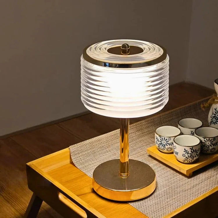 Elegancka Lampa Stołowa LED w Kształcie Pierścienia – Złota, Ciepłe Światło do Salonów, Lampy Stołowe 16x16x30 cm 1