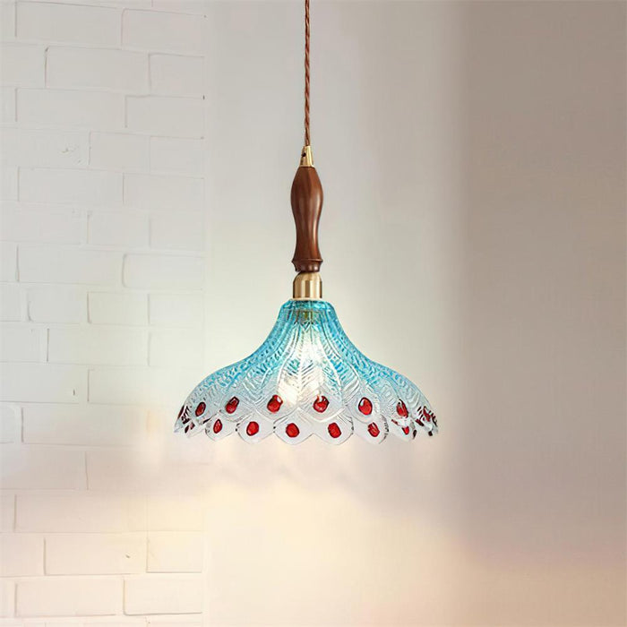 Elegancka Lampa Wisząca Vintage z Szklanym Kloszem – Niebieska, Przezroczysta, Idealna do Salonu i Nad Stół 0