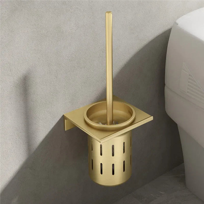 Elegancka Szczotka Toaletowa z Montażem Na Ścianie – Szczotkowane Złoto, Kompaktowy Design, Odporna na Korozję 1
