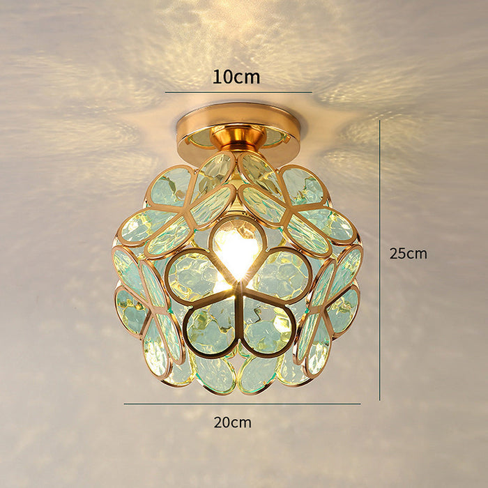 Szklana Lampa Sufitowa w Stylu Kwiatowym – Elegancka Oświetlenie do Korytarza, Żelazo i Szkło, 1 Światło E27 5