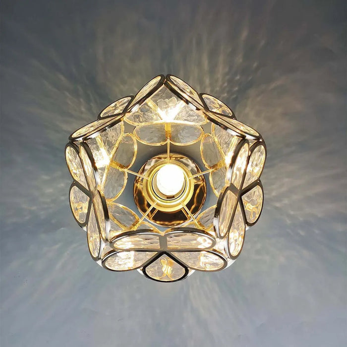 Szklana Lampa Sufitowa w Stylu Kwiatowym – Elegancka Oświetlenie do Korytarza, Żelazo i Szkło, 1 Światło E27 7