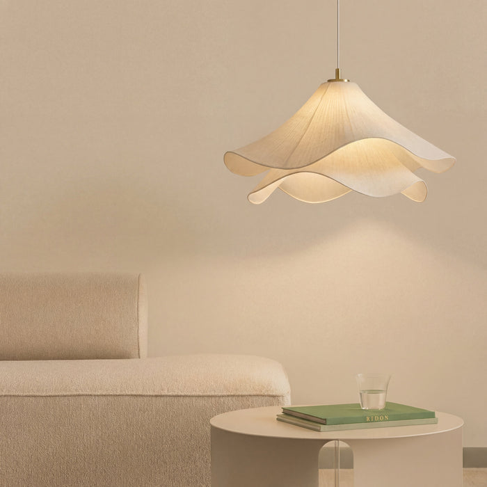 Lampa wisząca Flower z regulowaną wysokością – nowoczesna lampa wisząca z tkaniny do przytulnych jadalni 2