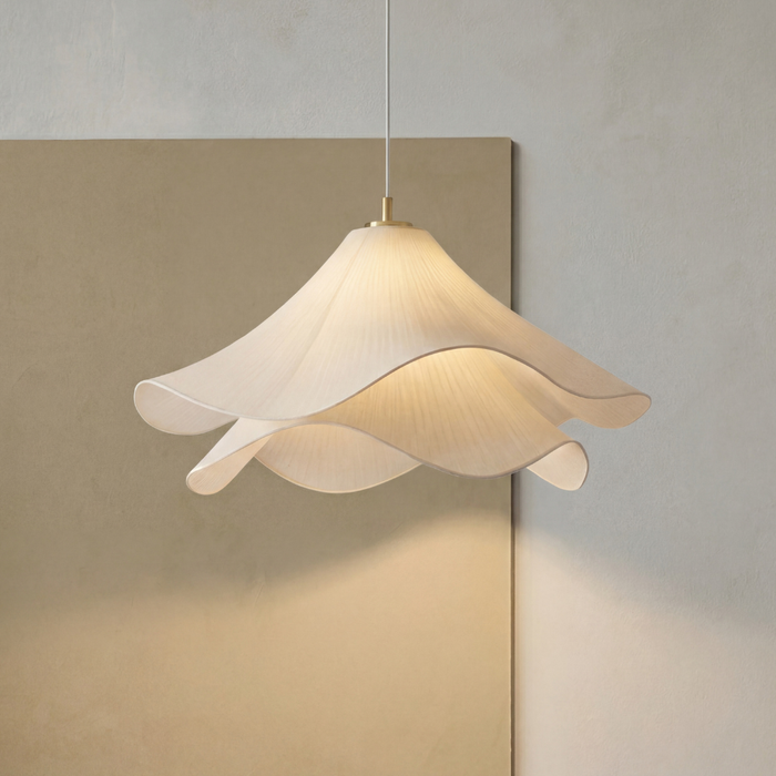 Lampa wisząca Flower z regulowaną wysokością – nowoczesna lampa wisząca z tkaniny do przytulnych jadalni 3