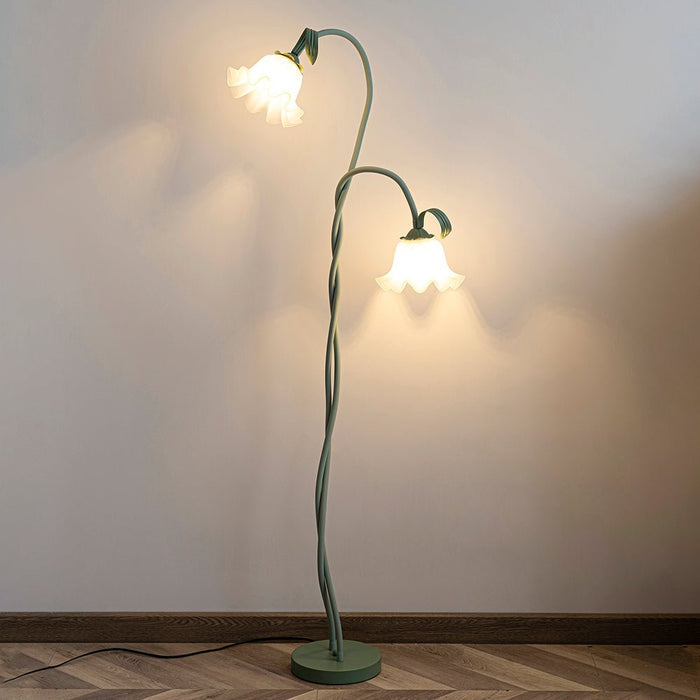 Lampa Podłogowa w Kształcie Kwiatu z Żywicy i Tkaniny – Elegancki Design do Wnętrz, Oświetlenie LED E14 2