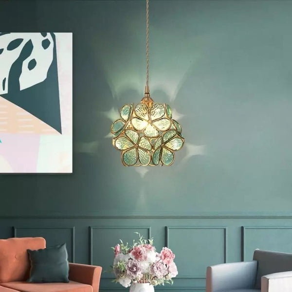 Lampa Wisząca Floyem Flower z Mosiężną Ramą – Elegancki Klosz Kwiatowy 2