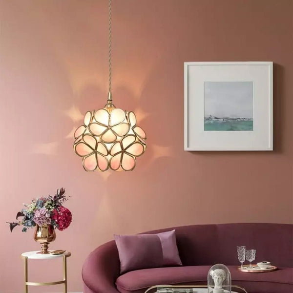 Lampa Wisząca Floyem Flower z Mosiężną Ramą – Elegancki Klosz Kwiatowy 5