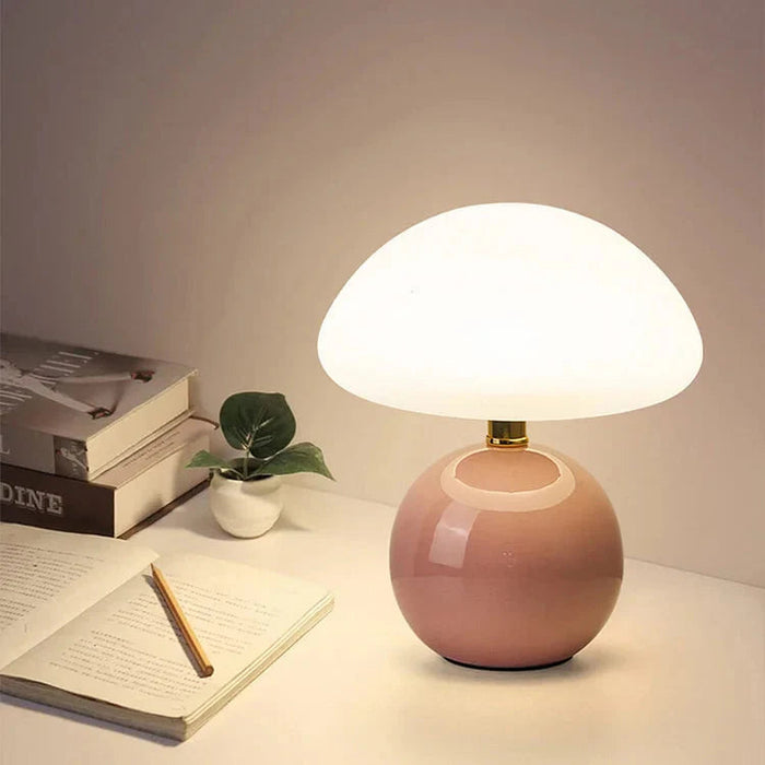 Francuska Kremowa Lampa Grzybkowa Bauhaus z Regulowanym Oświetleniem LED – 20 cm x 22 cm 5