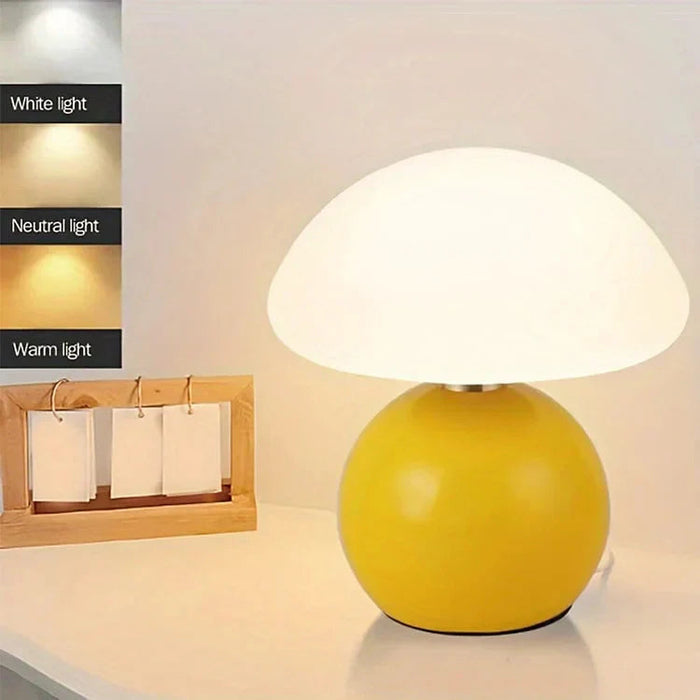 Francuska Kremowa Lampa Grzybkowa Bauhaus z Regulowanym Oświetleniem LED – 20 cm x 22 cm 7