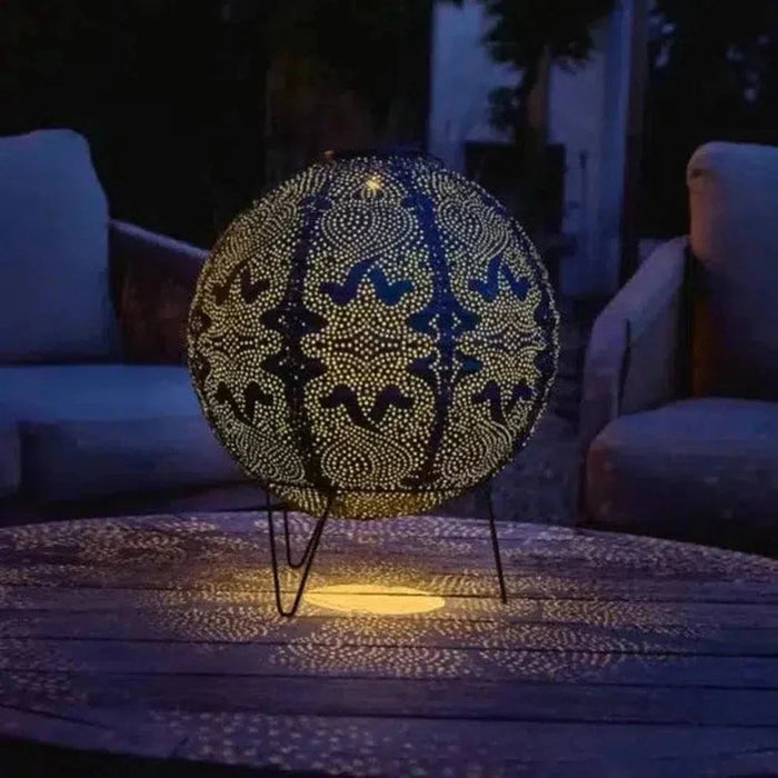 Lampa Ogrodowa Kula z Ręcznie Odbitym Wzorem Marrakeszu - Słoneczna Lampa do Ogrodu, 30 cm, Ekologiczne Zasilanie 1