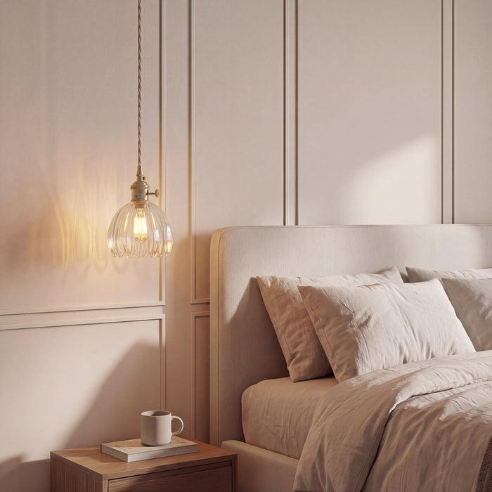 Szklana lampa wisząca z regulowaną wysokością – minimalistyczny japoński design do oświetlenia wiszącego w kuchni 5