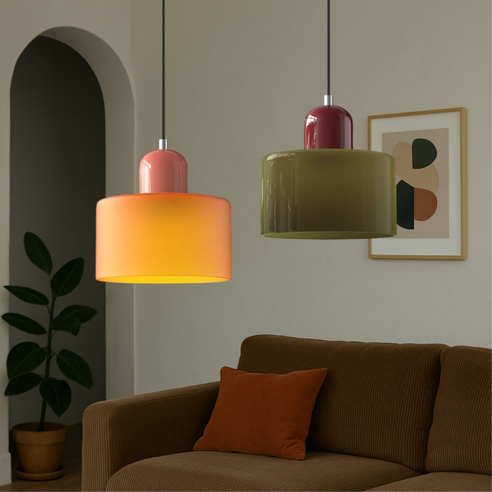 Szklana lampa wisząca z oświetleniem LED – geometryczny design do oświetlenia wiszącego w kuchni lub jadalni 4