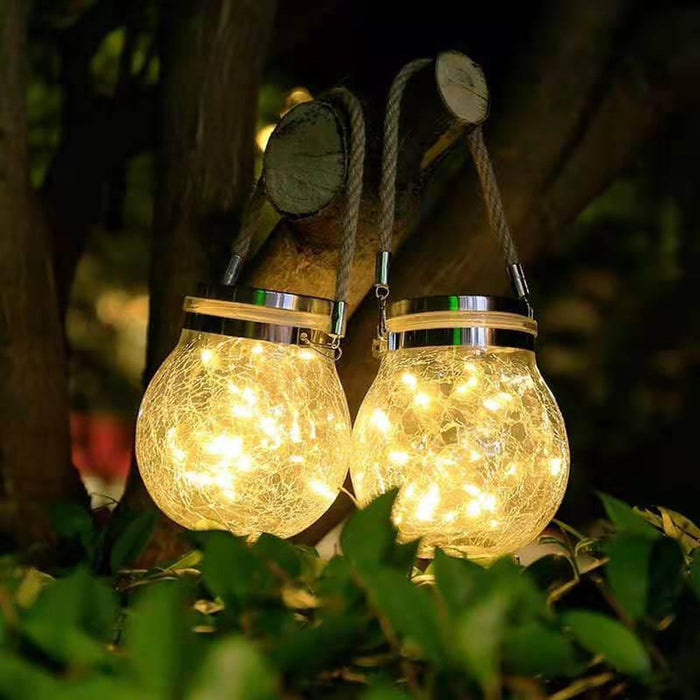 Lampa Solarna Ogrodowa Szklana 4-Pak z Unikalnym Wzorem Lodowych Szczelin – Ekologiczne Oświetlenie do Ogrodu 3