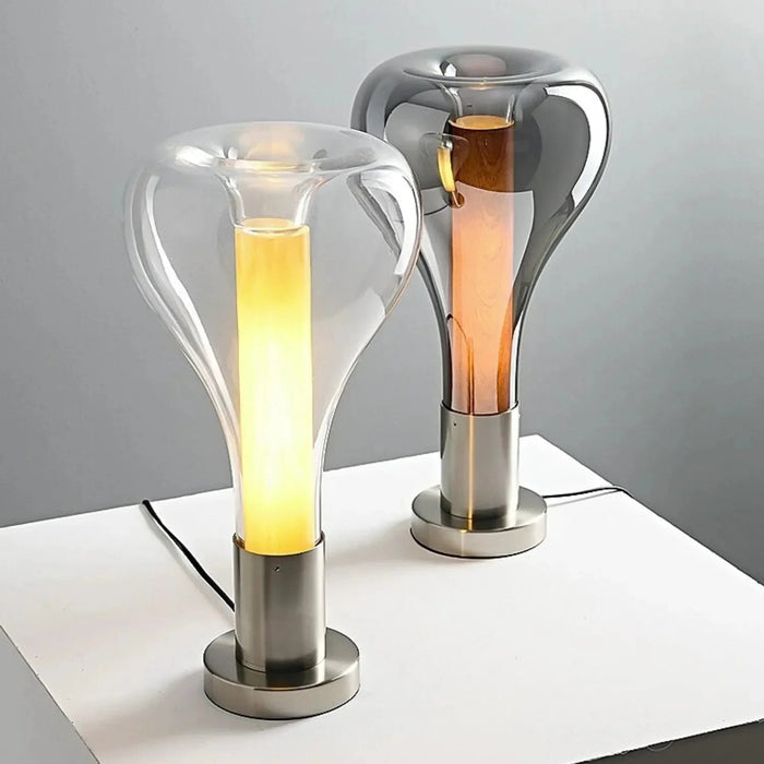 Lampa Stołowa Szklana Lava Art z Efektem Lawy – Nowoczesne Lampy Stołowe do Salonów, 22 cm średnicy, Oświetlenie LED 1