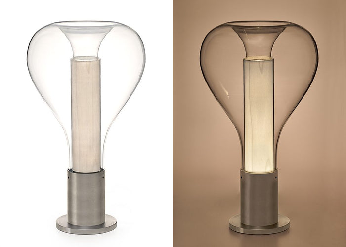 Lampa Stołowa Szklana Lava Art z Efektem Lawy – Nowoczesne Lampy Stołowe do Salonów, 22 cm średnicy, Oświetlenie LED 5