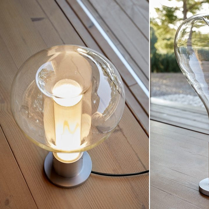 Lampa Stołowa Szklana Lava Art z Efektem Lawy – Nowoczesne Lampy Stołowe do Salonów, 22 cm średnicy, Oświetlenie LED 7