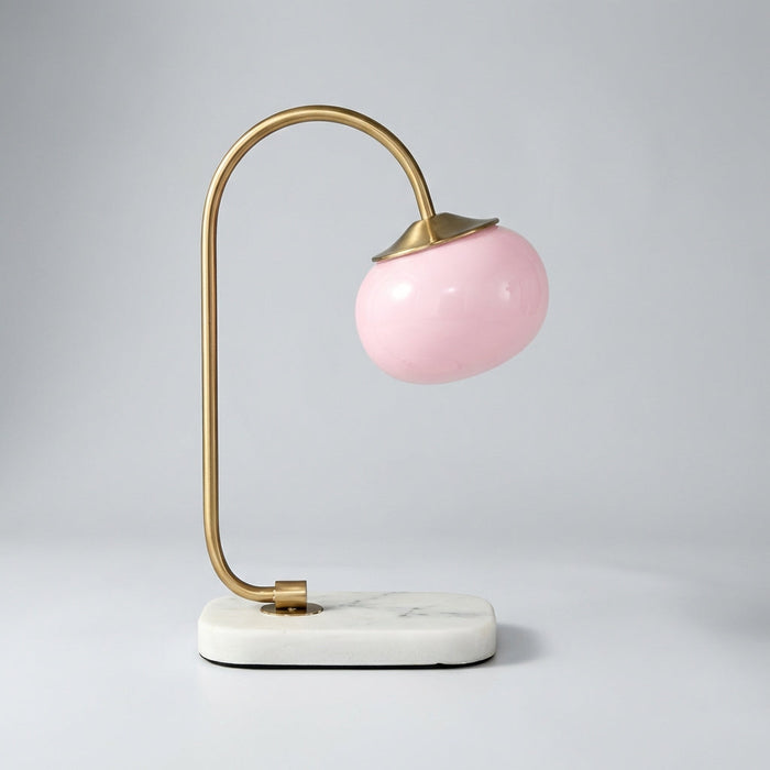 Lampa stołowa szklana z okrągłym kloszem E27, nowoczesny metalowy design idealna do salon 0