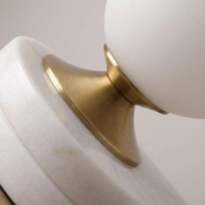 Lampa stołowa szklana z okrągłym kloszem E27, nowoczesny metalowy design idealna do salon 3