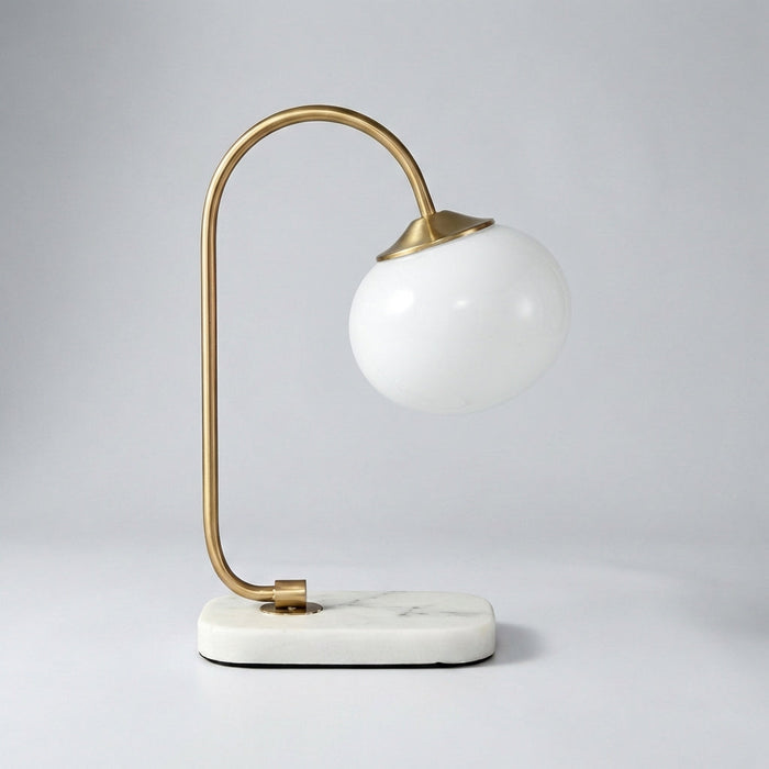 Lampa stołowa szklana z okrągłym kloszem E27, nowoczesny metalowy design idealna do salon 4