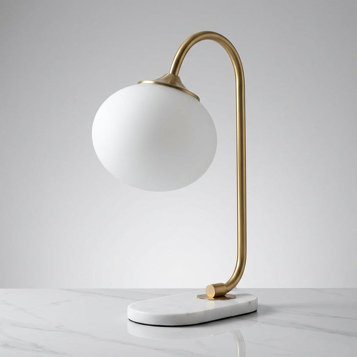 Lampa stołowa szklana z okrągłym kloszem E27, nowoczesny metalowy design idealna do salon 5