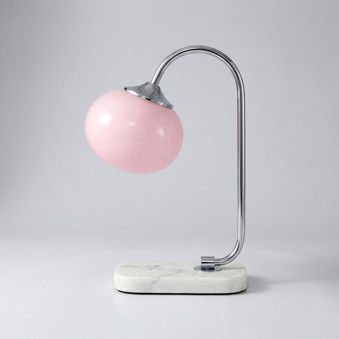 Lampa stołowa szklana z okrągłym kloszem E27, nowoczesny metalowy design idealna do salon 6