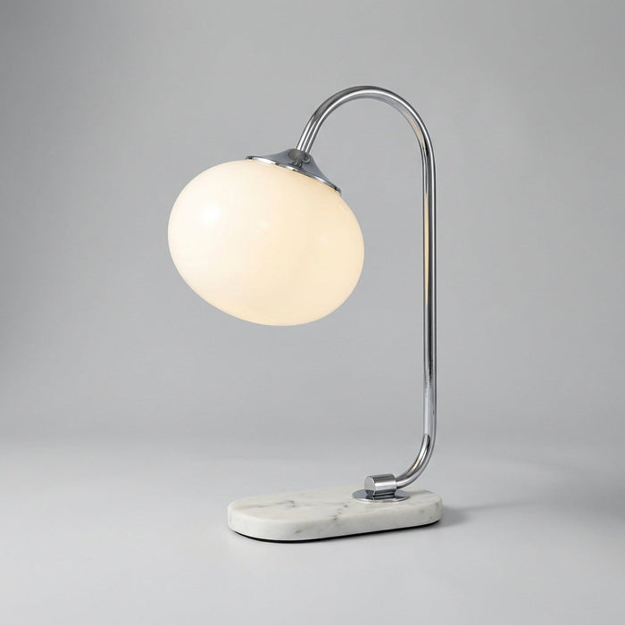 Lampa stołowa szklana z okrągłym kloszem E27, nowoczesny metalowy design idealna do salon 7
