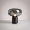 Lampa stołowa szklana z marmurową podstawą, postmodernistyczny design, ciepłe nastrojowe 0