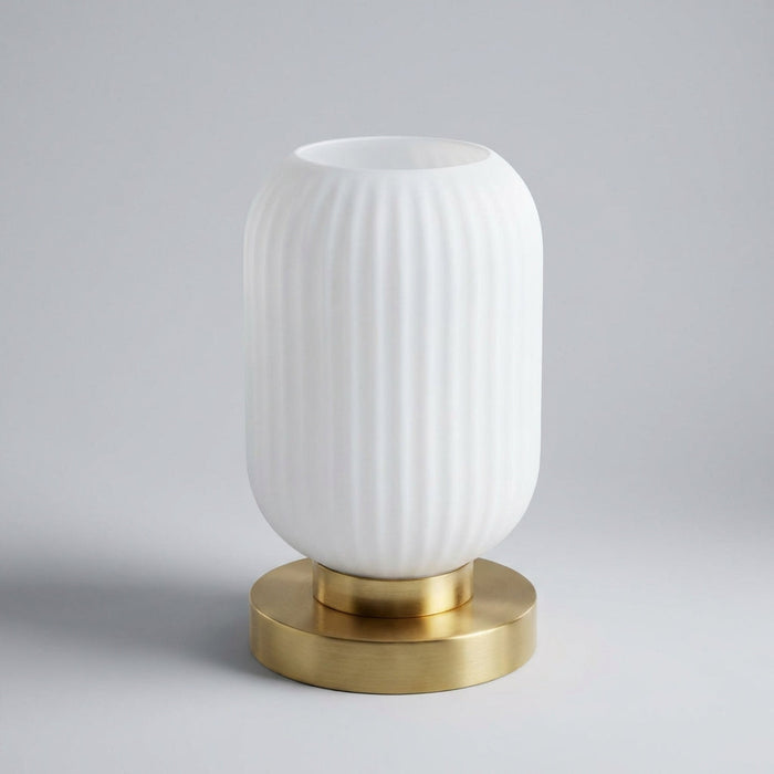 Lampa stołowa szklana z metalową podstawą LED w nowoczesnym designie, idealna do salonu i sypial 4