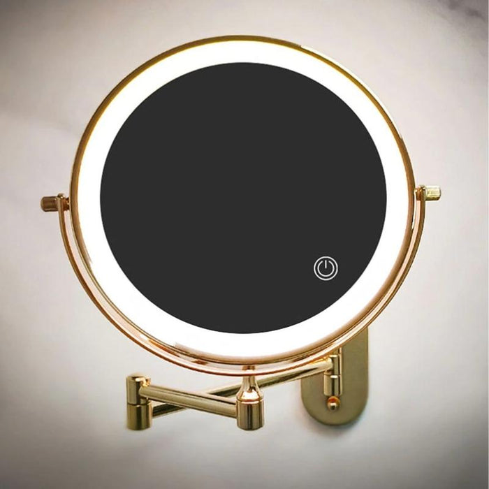 Złote Lustro Powiększające LED 20 cm z Ładowaniem USB – Obrotowe, 3 Kolory Światła do Makijażu 3