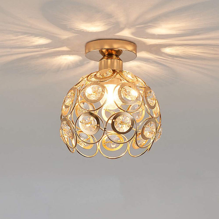 Lampa Sufitowa Złota w Kształcie Kuli – Elegancka Lampy Sufitowe do Przedpokoju, Kryształowe Wykończenie, E27 1