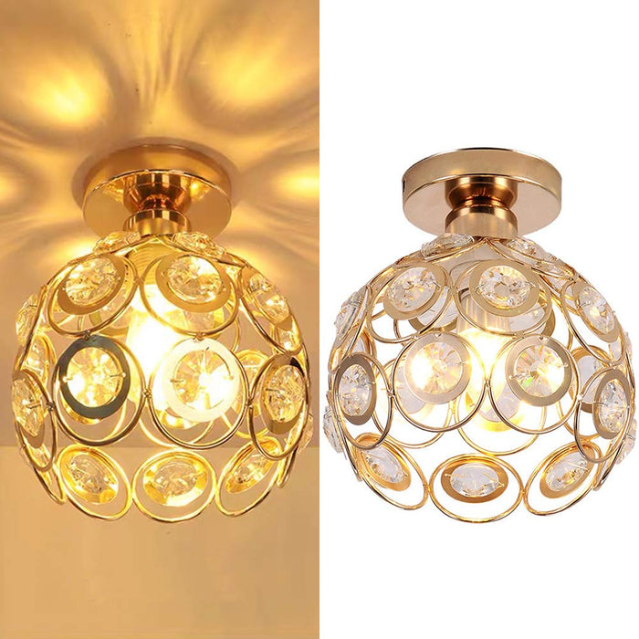 Lampa Sufitowa Złota w Kształcie Kuli – Elegancka Lampy Sufitowe do Przedpokoju, Kryształowe Wykończenie, E27 5
