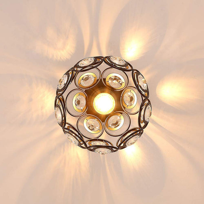 Lampa Sufitowa Złota w Kształcie Kuli – Elegancka Lampy Sufitowe do Przedpokoju, Kryształowe Wykończenie, E27 7