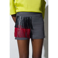 GREY MAROC  LEATHER TRIM SHORTS - DEUX