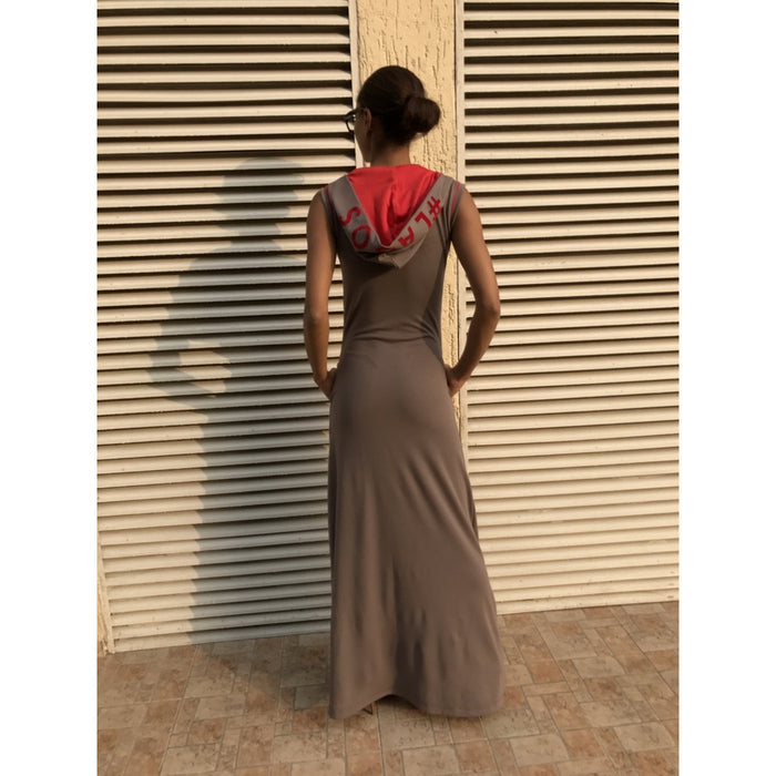 GREY SOMETHING DIFFERENT FROM LAGOS HOODED MAXI DRESS
