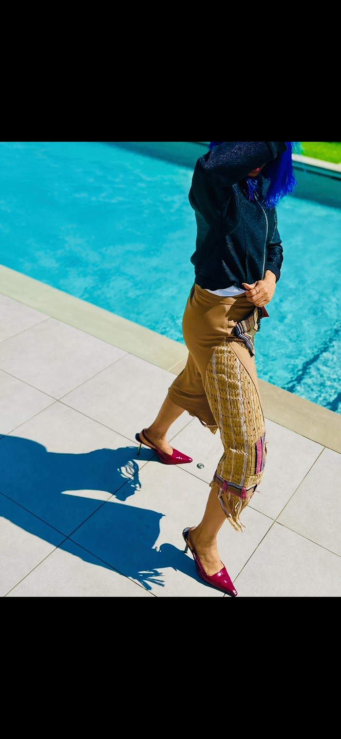Hand Beaded Asoke UPsideDOWN Culottes in Tan