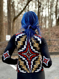 HAND EMBELLISHED AZTEC PRINT CROPPED BLAZER